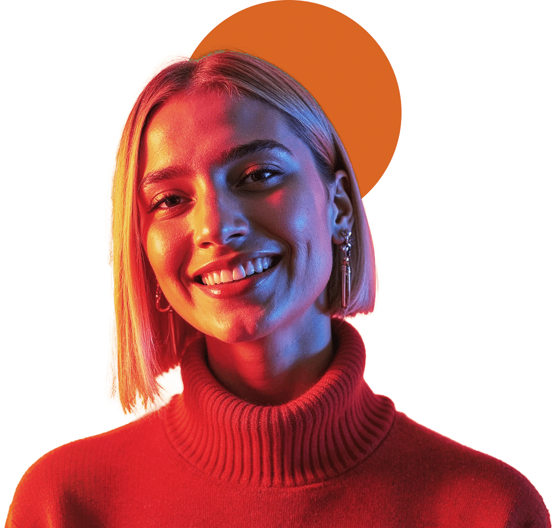 Femme rouge cercle orange